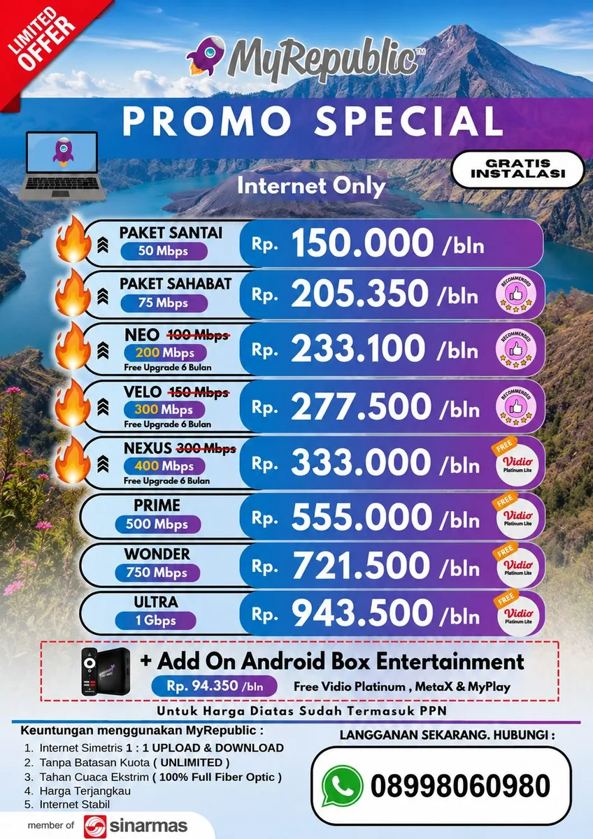 MyRepublic Mataram Promo Wifi Terbaik